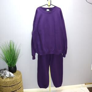 Vintage NOS Mervyn’s Cheetah Sweatsuit Purple Iris XL/L USA